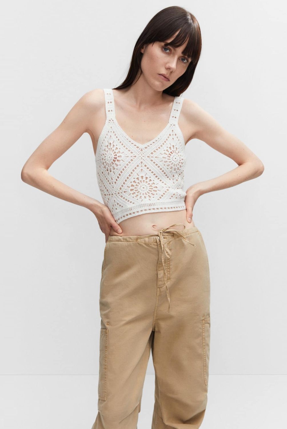 MANGO - Crop Top Crochet Mujer Mango