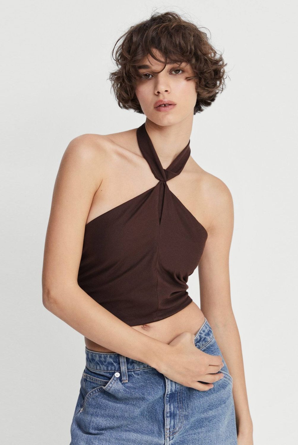 MANGO - Crop Top Cuello Halter Mujer Mango