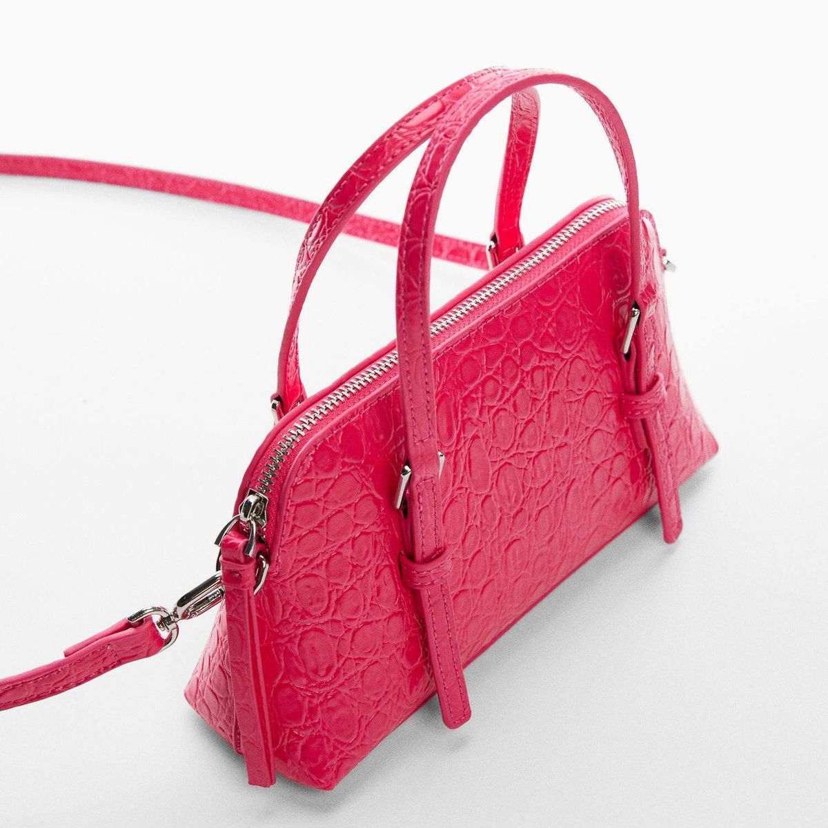 MANGO - Bolso Doble Asa Efecto Cocodrilo  Mujer Mango