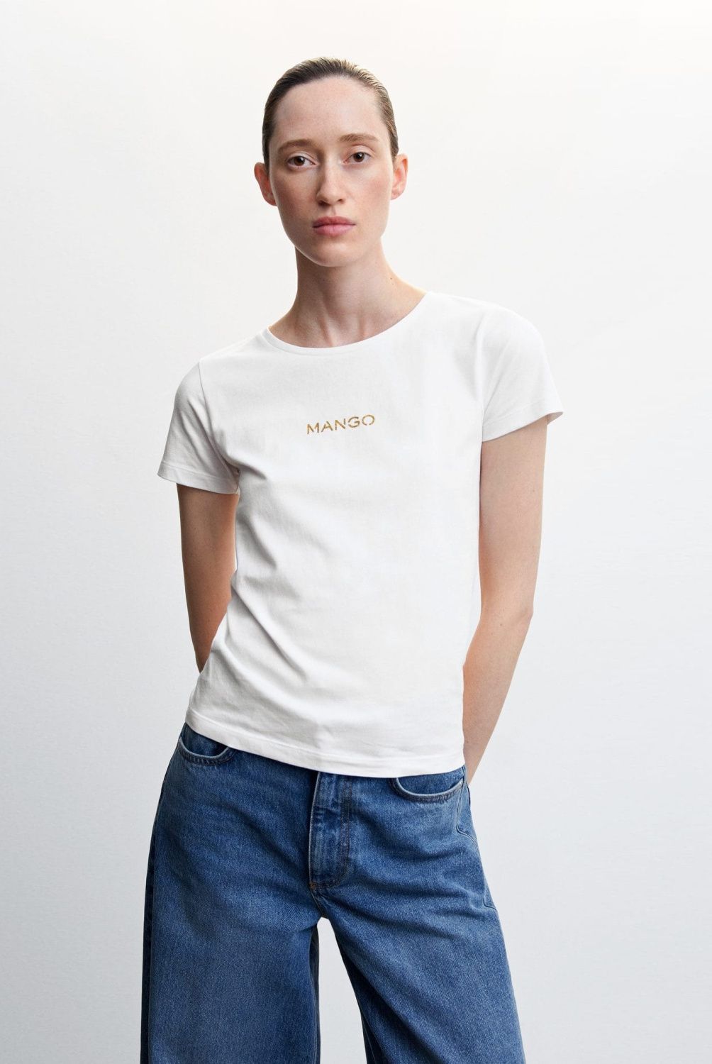 MANGO - Polera Manga Corta Algodón Mujer Mango