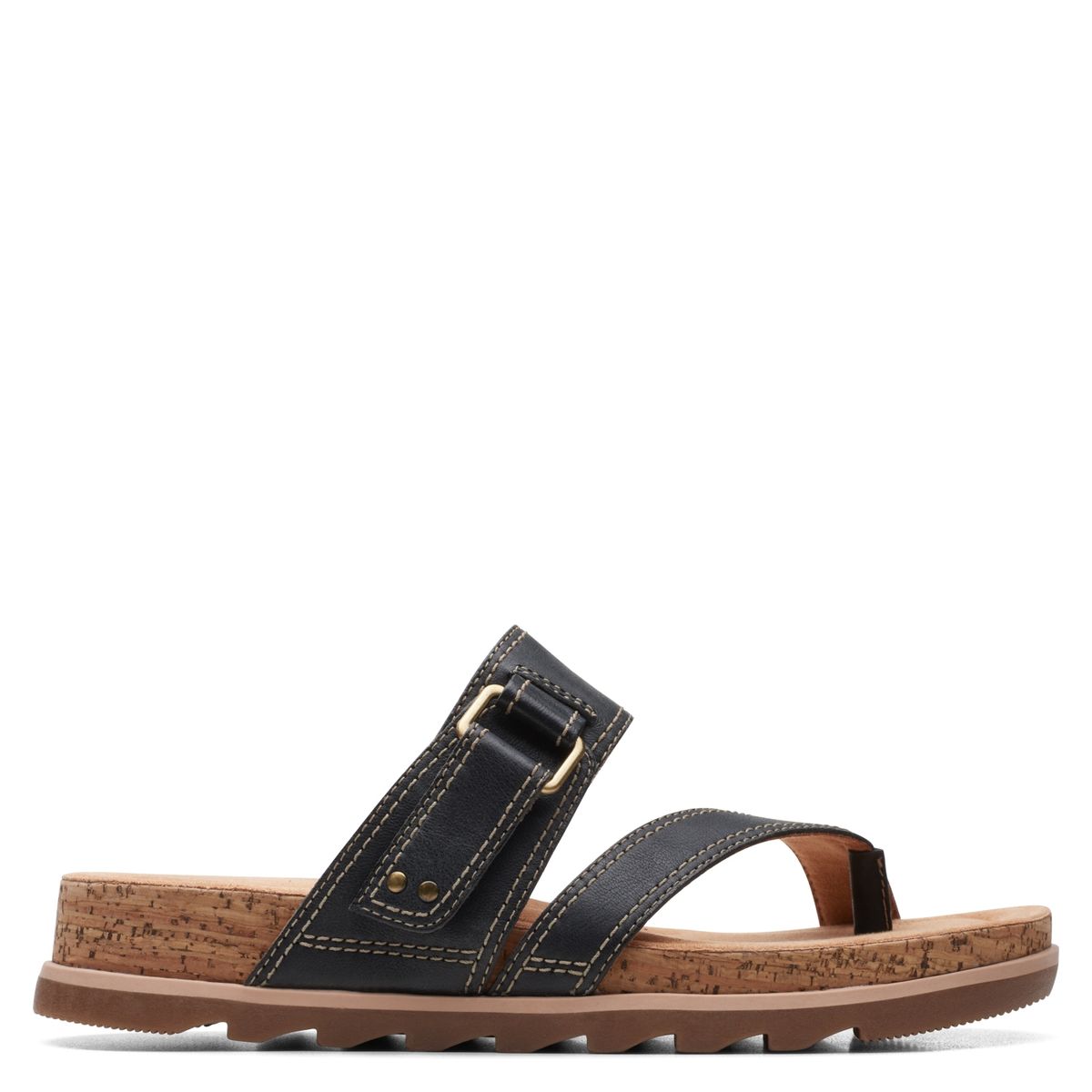 CLARKS - Sandalia Mujer Cuero Negro Clarks