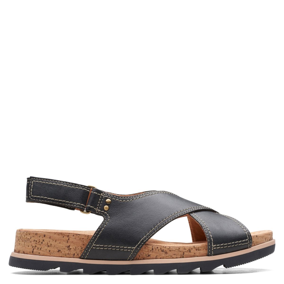 CLARKS - Sandalia Mujer Cuero Negro Clarks