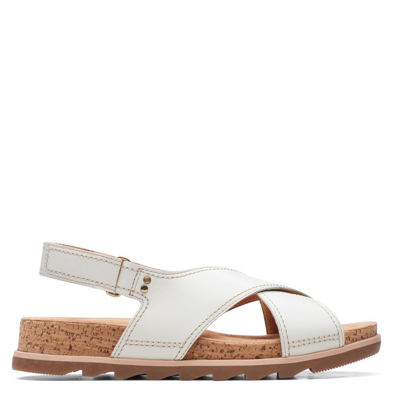 CLARKS - Sandalia Mujer Cuero Blanco Clarks