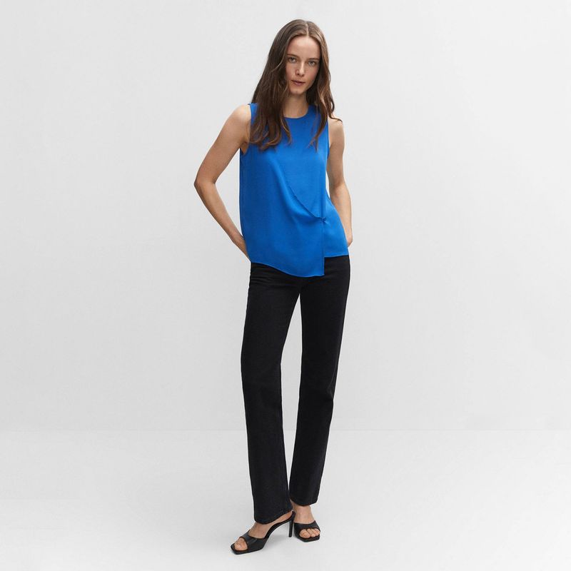MANGO - Blusa Cruzada Botón Mujer Mango