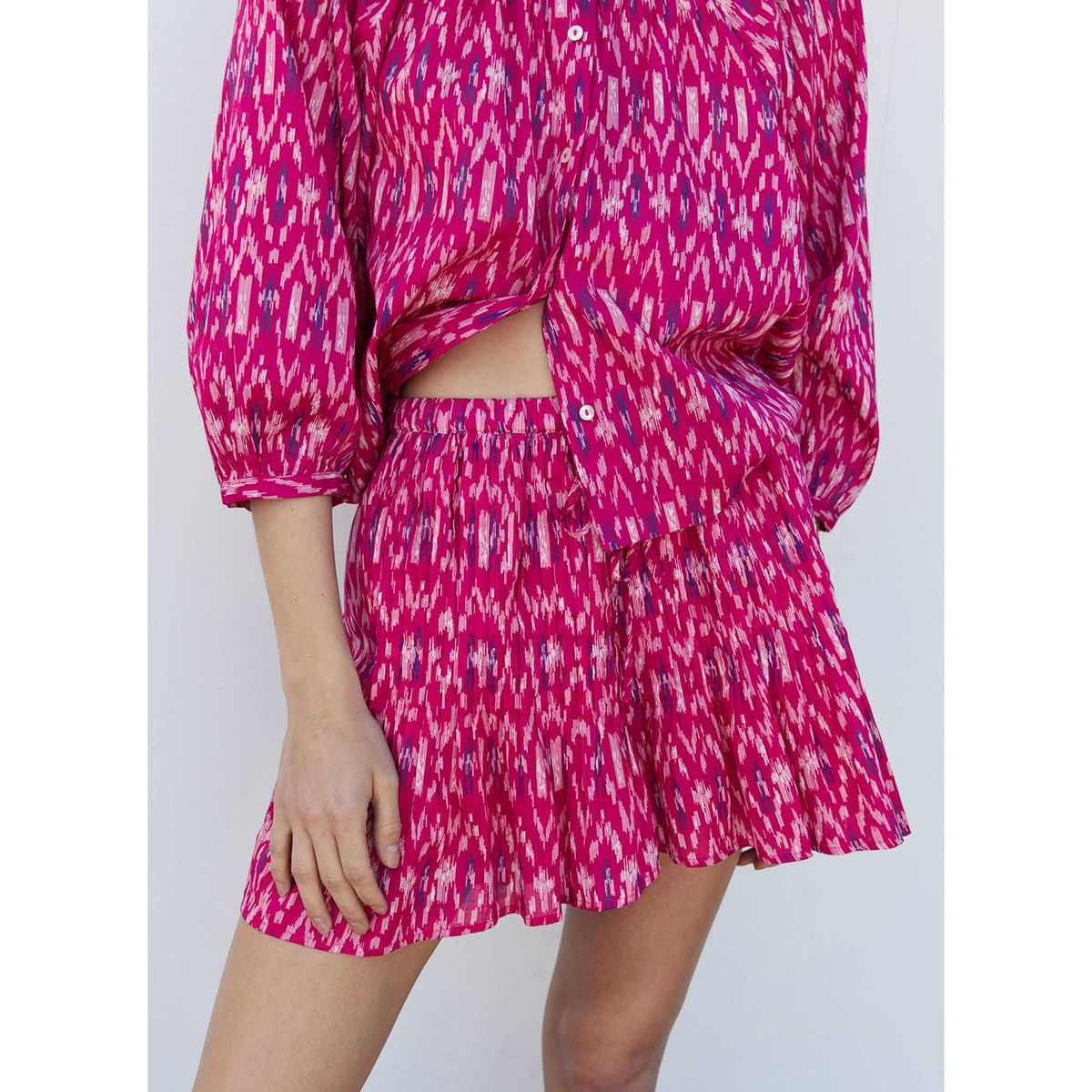 MANGO - Shorts Estampado Volantes Mujer Mango