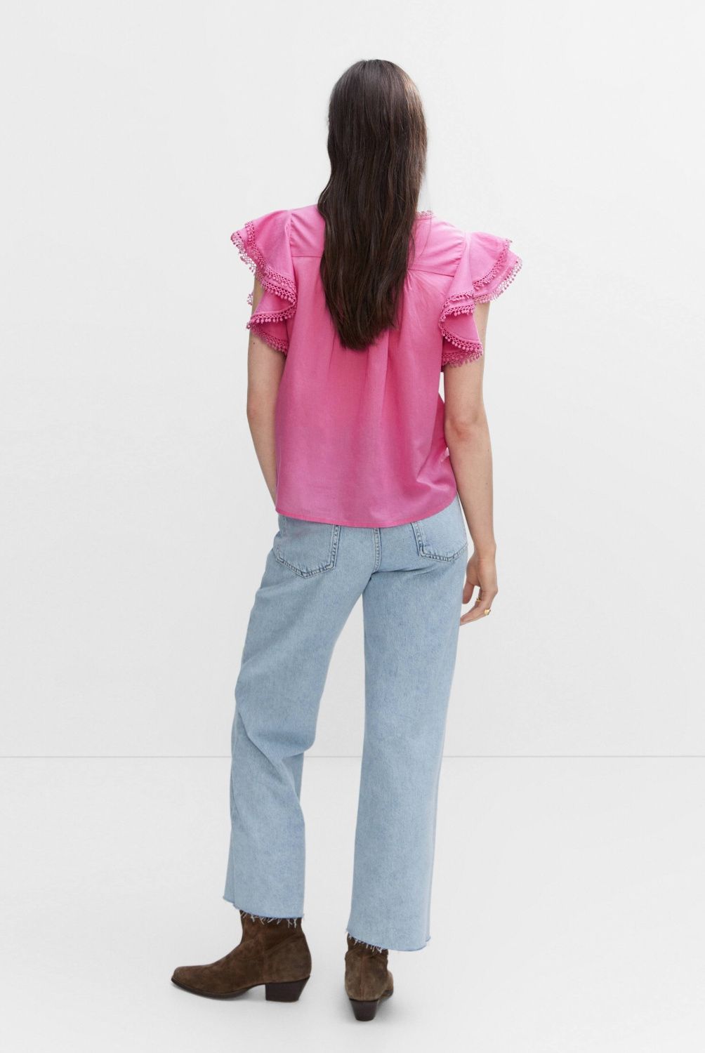 MANGO - Blusa Volantes Bordados Mujer Mango