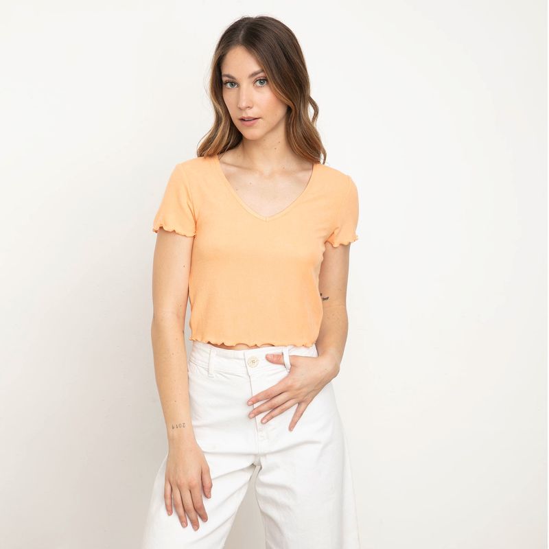 ONLY - Polera Lisa Manga Corta Mujer Only