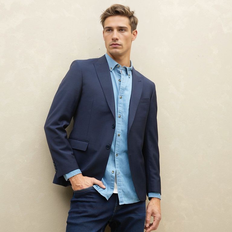 Vestón de Lana Hombre Slim Fit