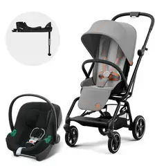 CYBEX - Coche Travel System Eezy S Tw Pl Blk L.Grey + Aton B2