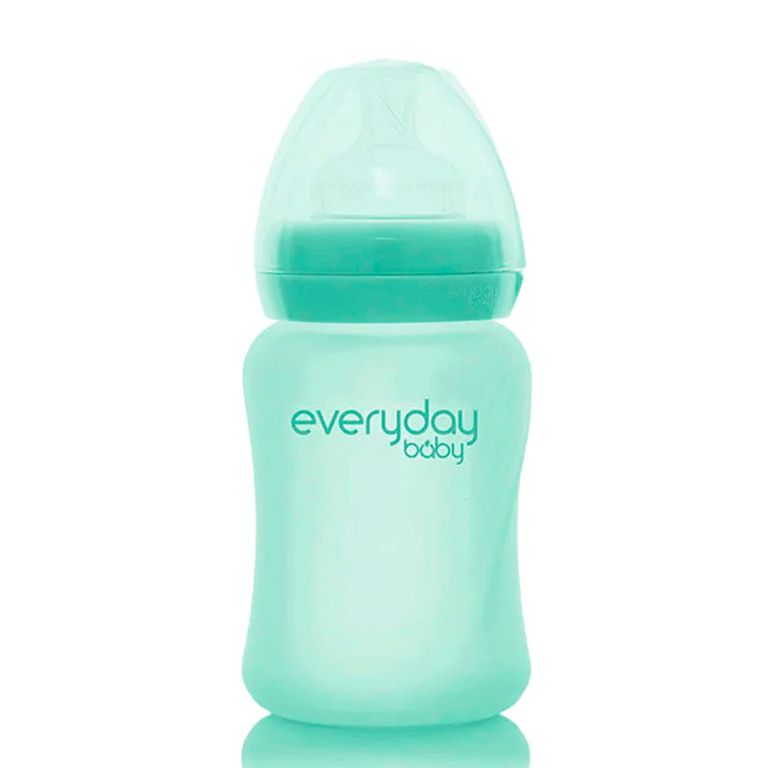 Mamadera De Vidrio Con Recubrimiento De Silicona Healthy 150ml Verde