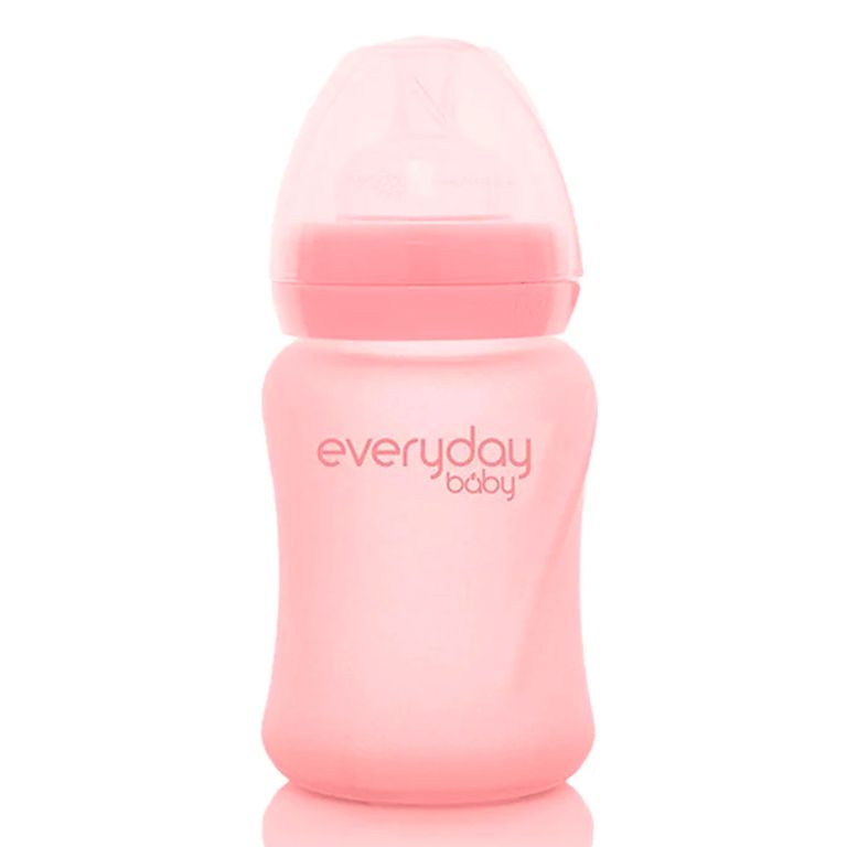 Mamadera De Vidrio Con Recubrimiento De Silicona Healthy 150ml Rosado