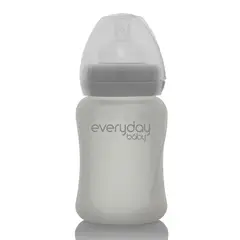 EVERYDAY BABY - Mamadera De Vidrio Con Recubrimiento De Silicona Healthy 150ml Gris