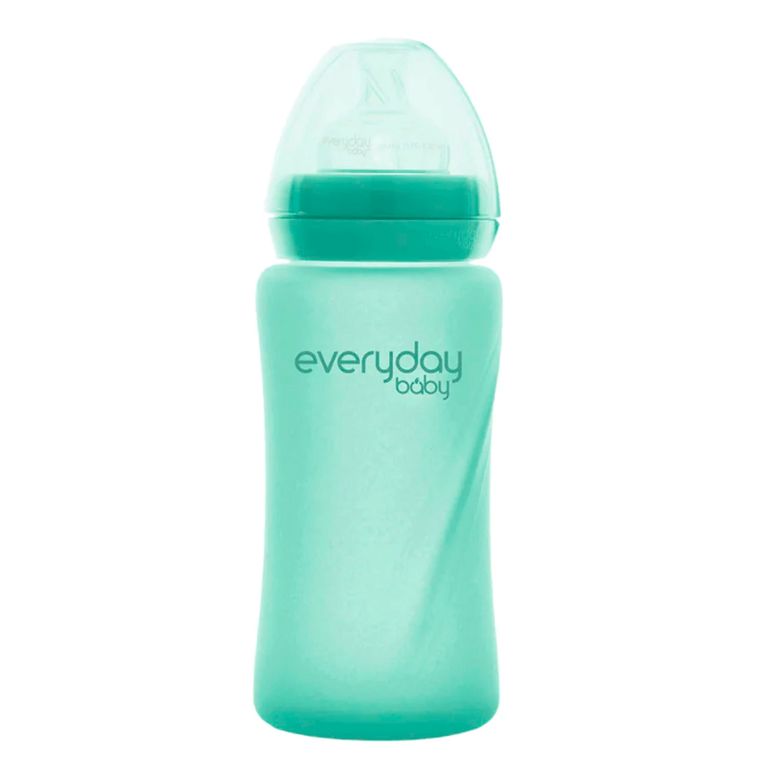 Mamadera De Vidrio Con Recubrimiento De Silicona Healthy 240ml Verde