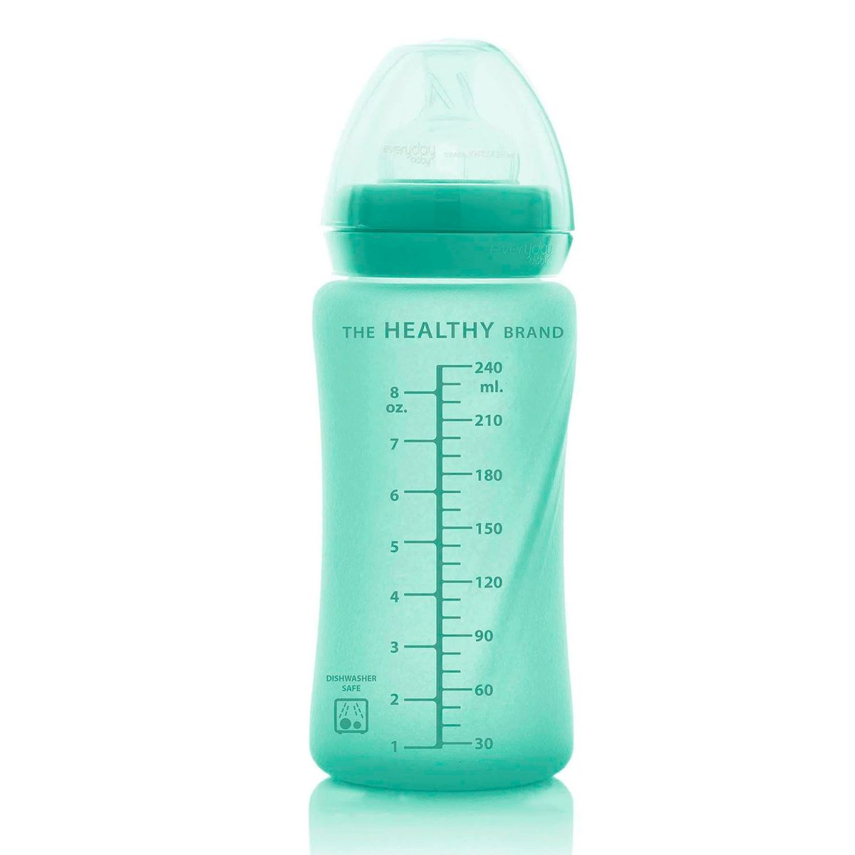 EVERYDAY BABY - Mamadera De Vidrio Con Recubrimiento De Silicona Healthy 240ml Verde Everyday Baby
