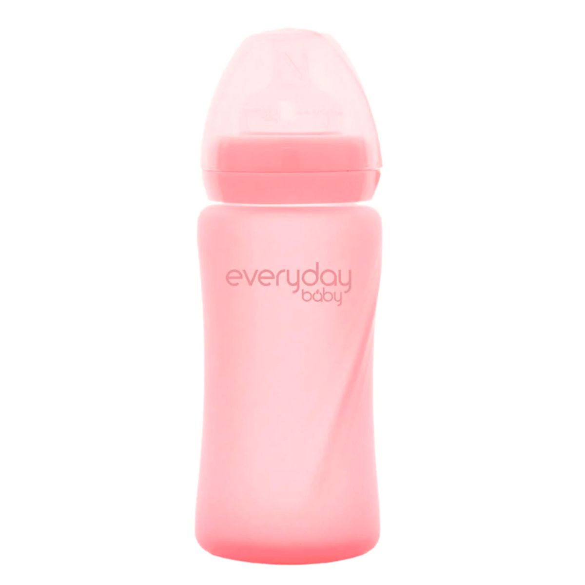 EVERYDAY BABY - Mamadera De Vidrio Con Recubrimiento De Silicona Healthy 240ml Rosado Everyday Baby