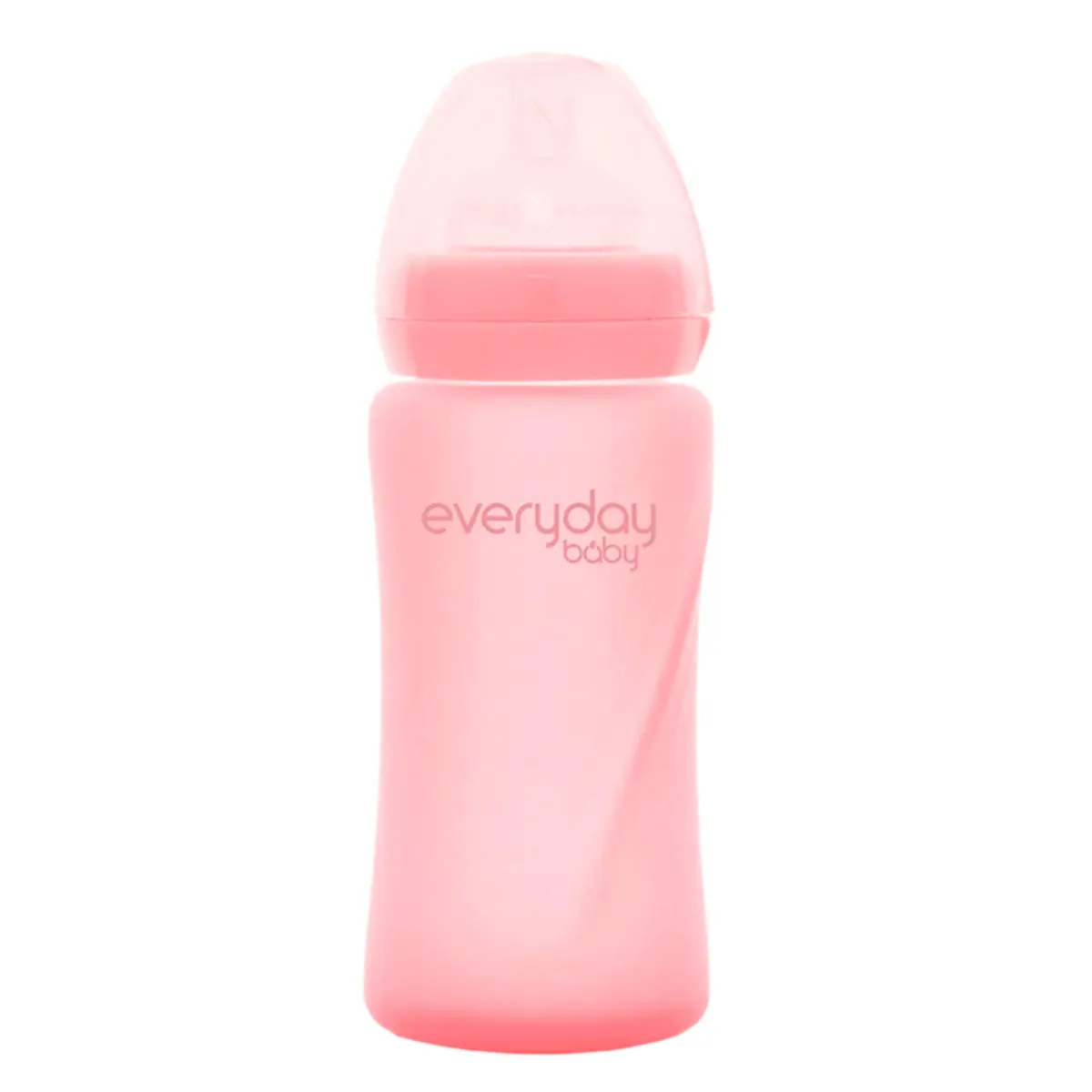 EVERYDAY BABY - Mamadera De Vidrio Con Recubrimiento De Silicona Healthy 240ml Rosado Everyday Baby