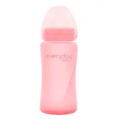 EVERYDAY BABY - Mamadera De Vidrio Con Recubrimiento De Silicona Healthy 240ml Rosado