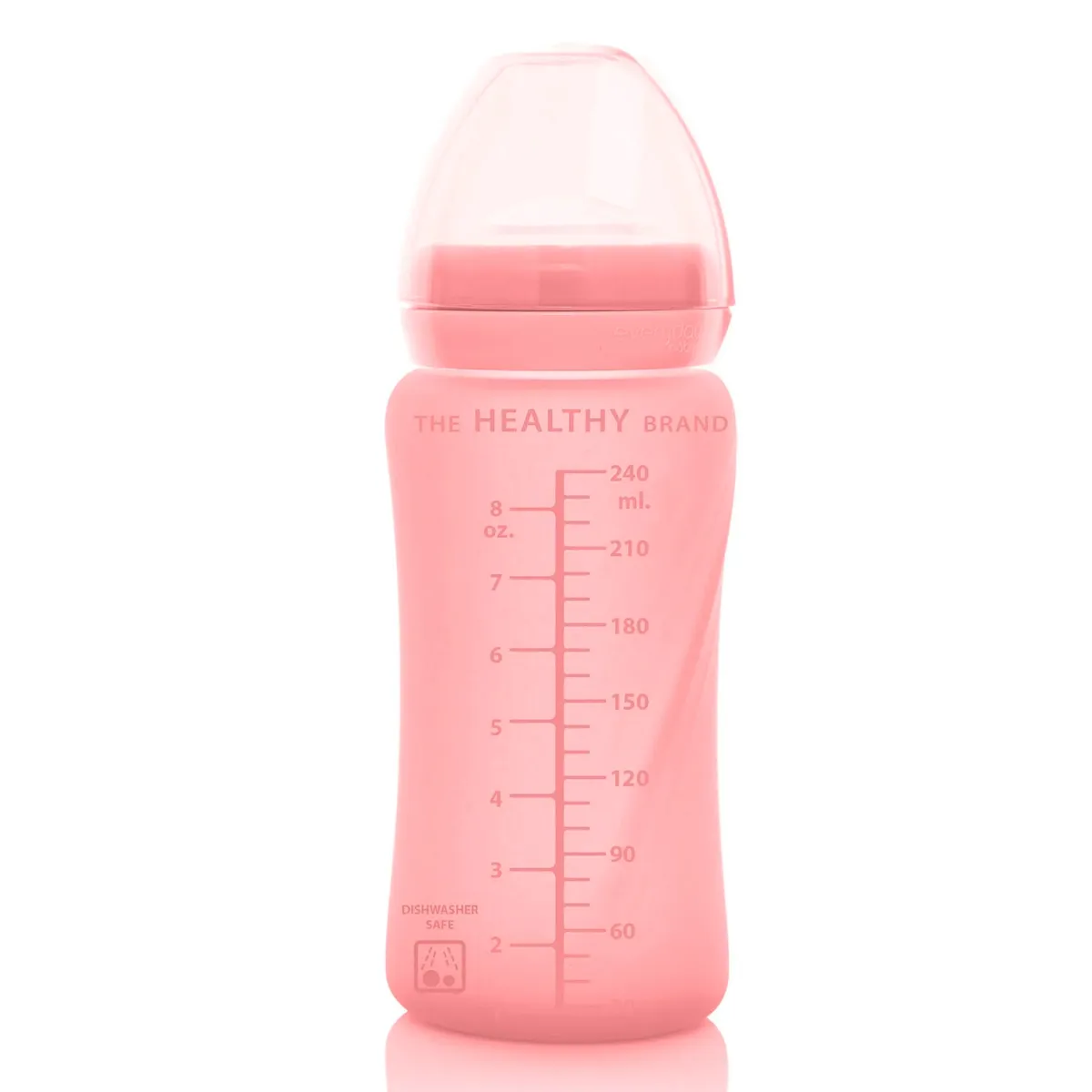 EVERYDAY BABY - Mamadera De Vidrio Con Recubrimiento De Silicona Healthy 240ml Rosado Everyday Baby