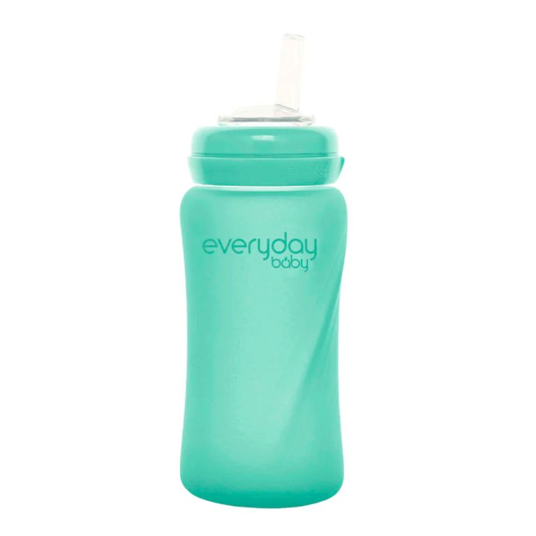 Mamadera De Vidrio Recubierto De Silicona Con Bombilla 240ml Verde