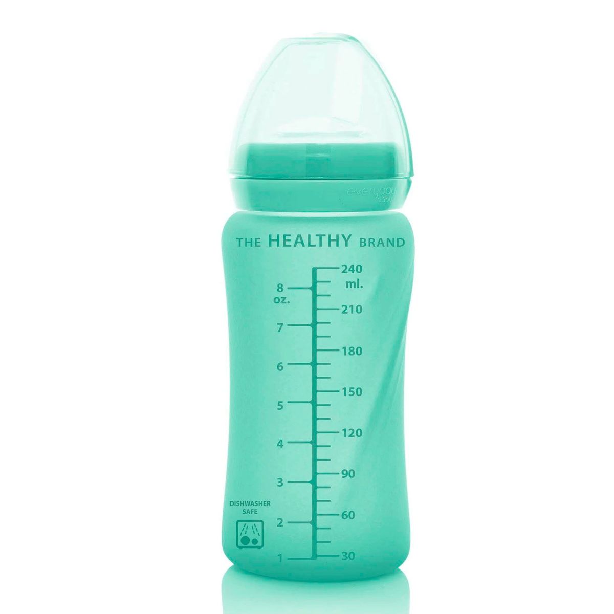 EVERYDAY BABY - Mamadera De Vidrio Recubierto De Silicona Con Bombilla 240ml Verde Everyday Baby