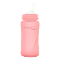 EVERYDAY BABY - Mamadera De Vidrio Recubierto De Silicona Con Bombilla 240ml Rosado