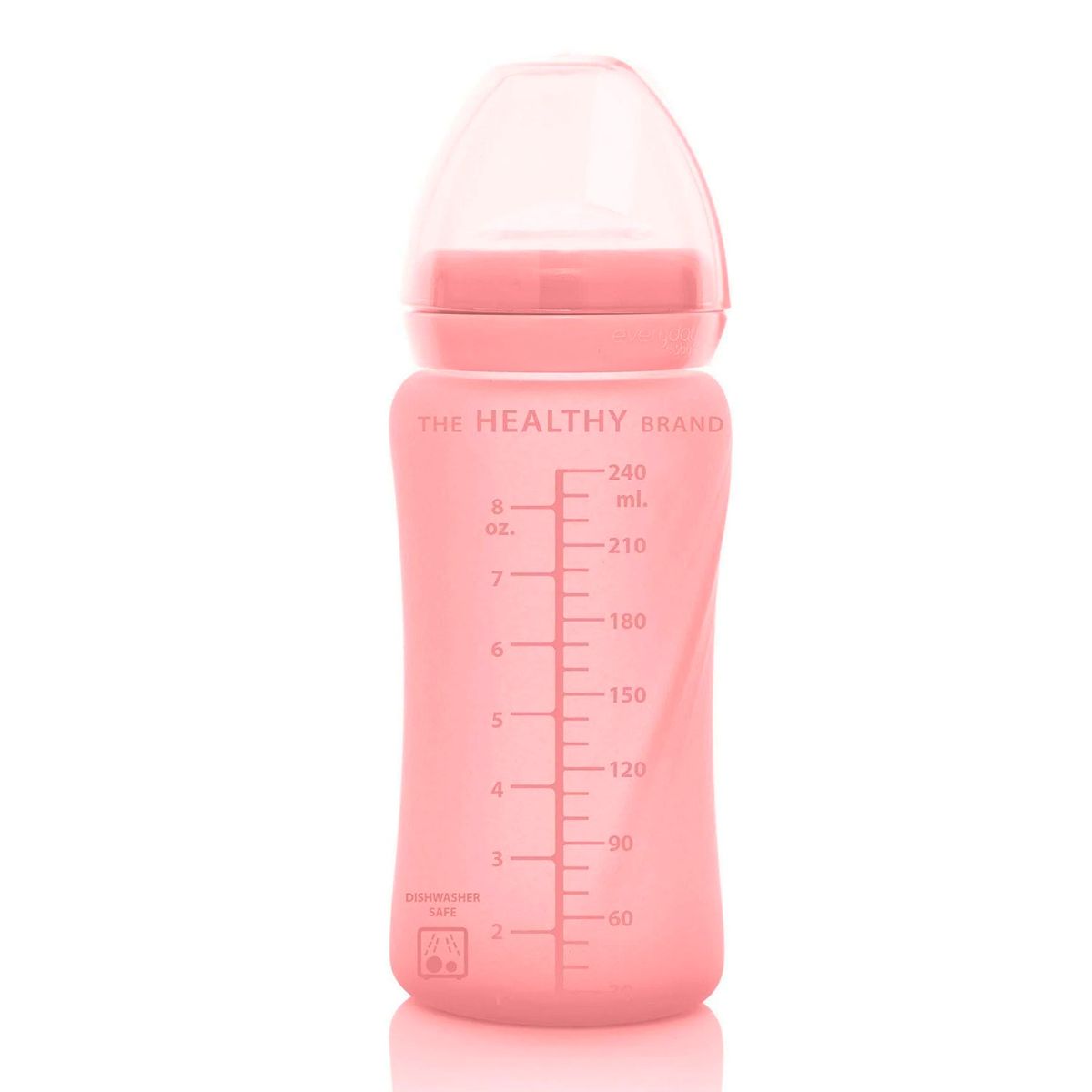 EVERYDAY BABY - Mamadera De Vidrio Recubierto De Silicona Con Bombilla 240ml Rosado Everyday Baby