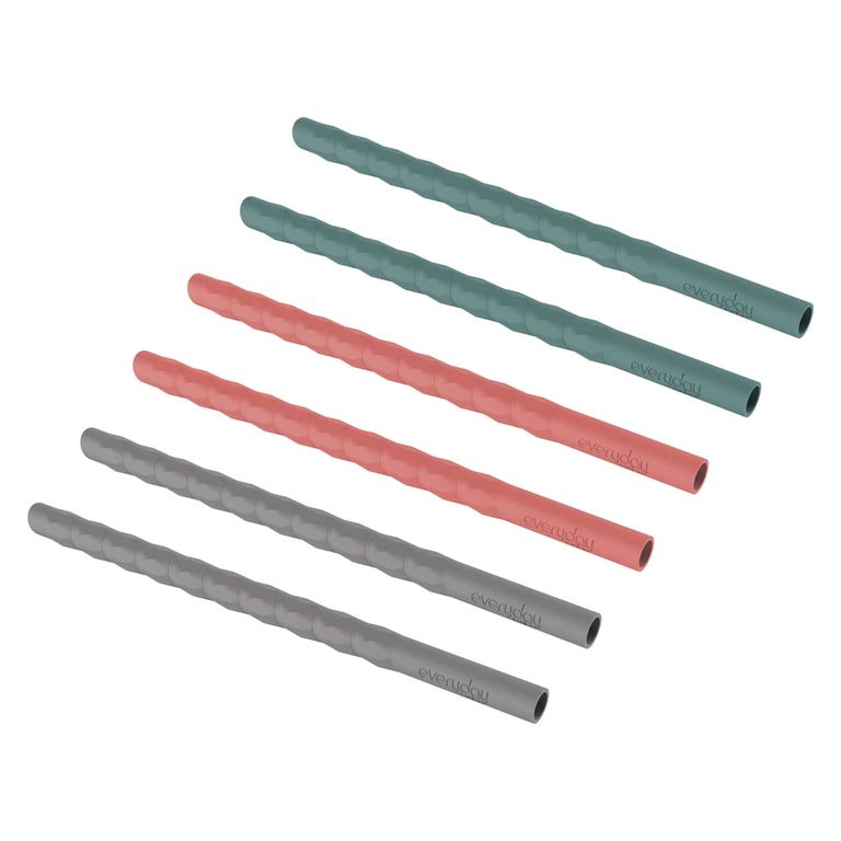 Pack De 6 Bombillas De Silicona Gris, Rosado Y Verde