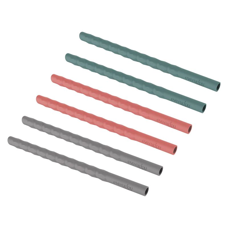 EVERYDAY BABY - Pack De 6 Bombillas De Silicona Gris, Rosado Y Verde Everyday Baby