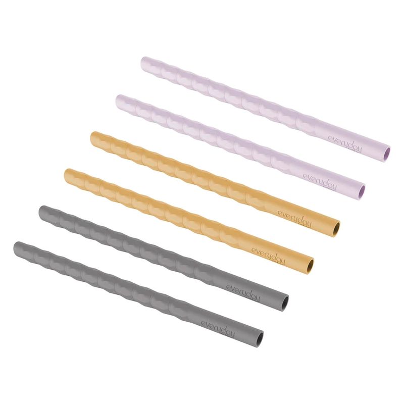 EVERYDAY BABY - Pack De 6 Bombillas De Silicona Lavanda, Amarillo Y Gris Everyday Baby