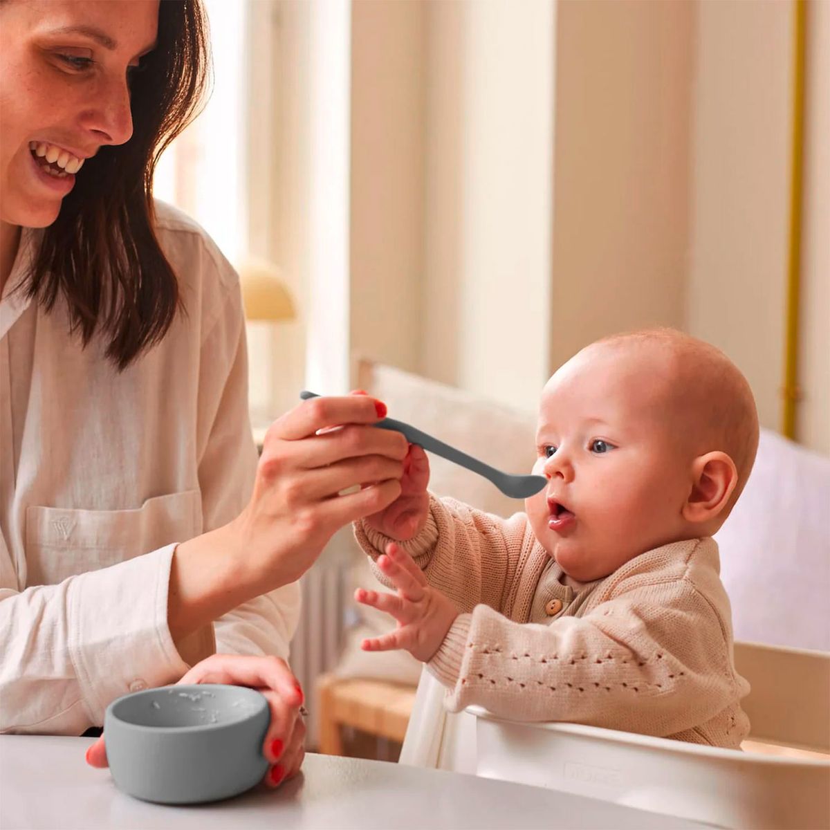EVERYDAY BABY - Pack De 2 Cucharas De Silicona Gris Everyday Baby