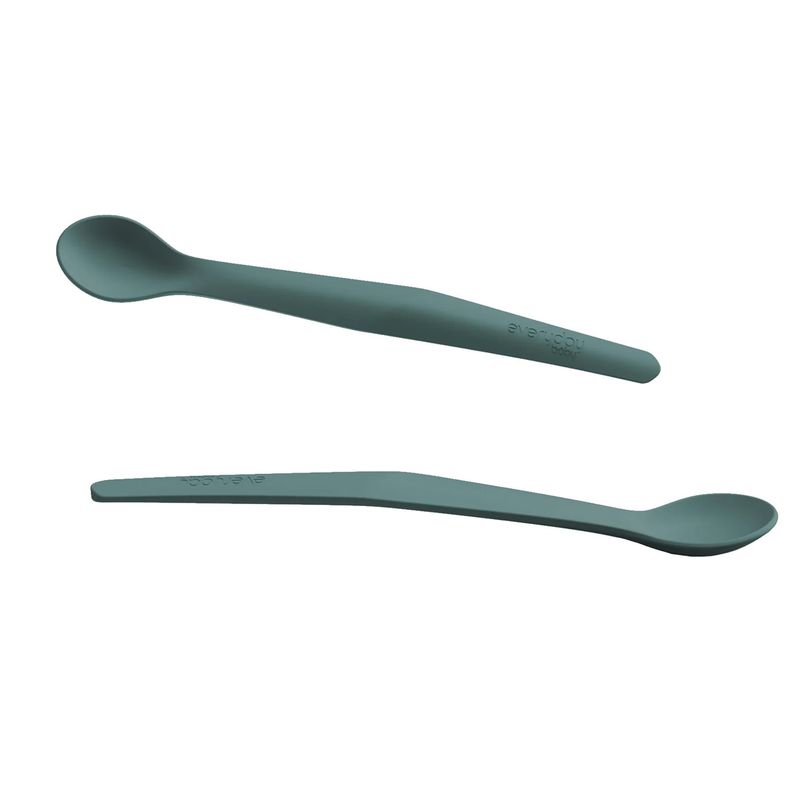 EVERYDAY BABY - Pack De 2 Cucharas De Silicona Verde Oscuro Everyday Baby