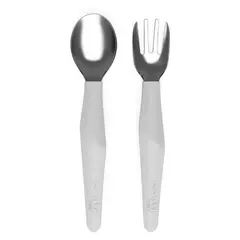 EVERYDAY BABY - Pack De 2 Cubiertos De Acero Inoxidable Con Mangos De Silicona Gris