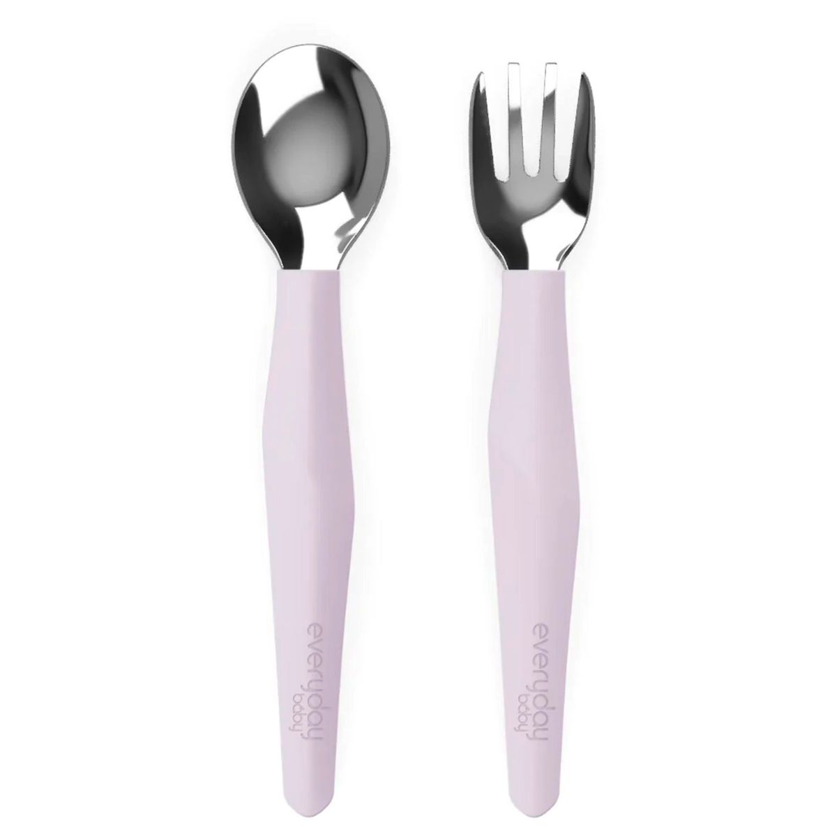 EVERYDAY BABY - Pack De 2 Cubiertos De Acero Inoxidable Con Mangos De Silicona Lavanda Everyday Baby