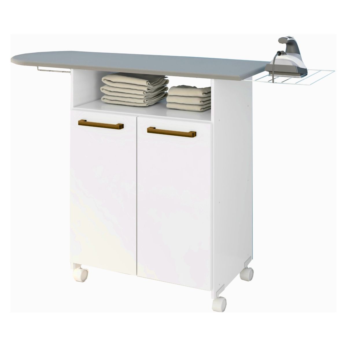 BE DESIGN - Mueble de Planchado C/Ruedas 2 Puertas Zancini Blanco Be Design