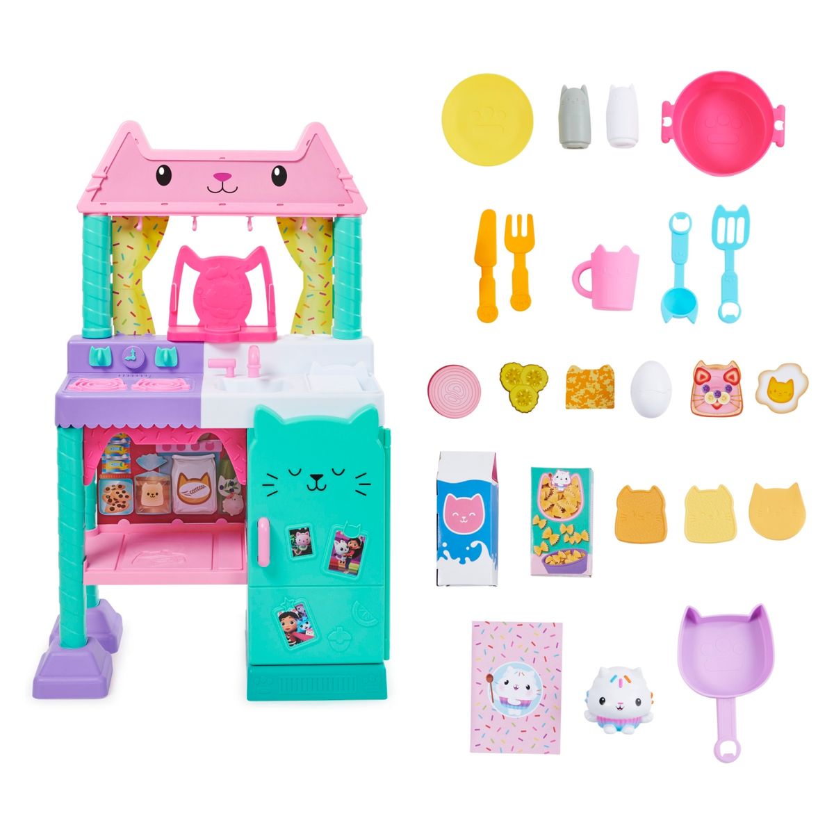 LA CASA DE GABBY - Cocina para Crear con Cake Gigante 90 cm Alto Con Accesorios, Comidas, Sonidos y Música La Casa De Gabby