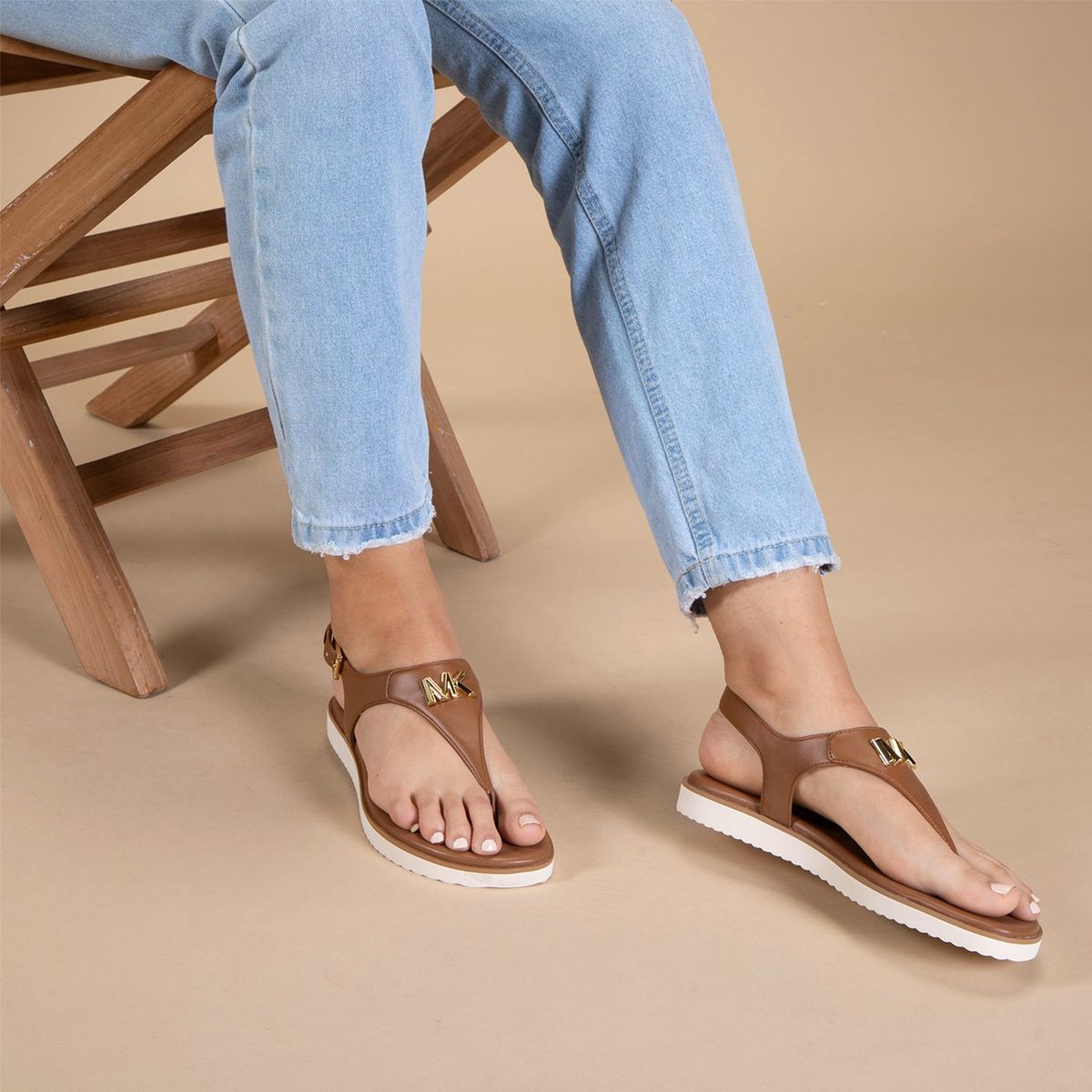 MICHAEL KORS - Sandalia Mujer Cuero Café Michael Kors