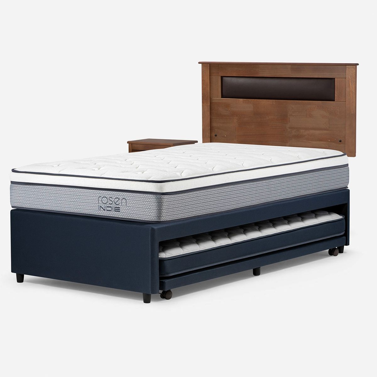 ROSEN - Diván Indie 1.5 Plazas x 2.00mt + Respaldo + 1 Velador Rosen