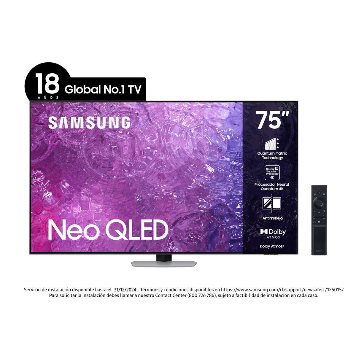 SAMSUNG - QLED Smart TV 75" QN75QN90CAGXZS 4K HDR Tizen Samsung