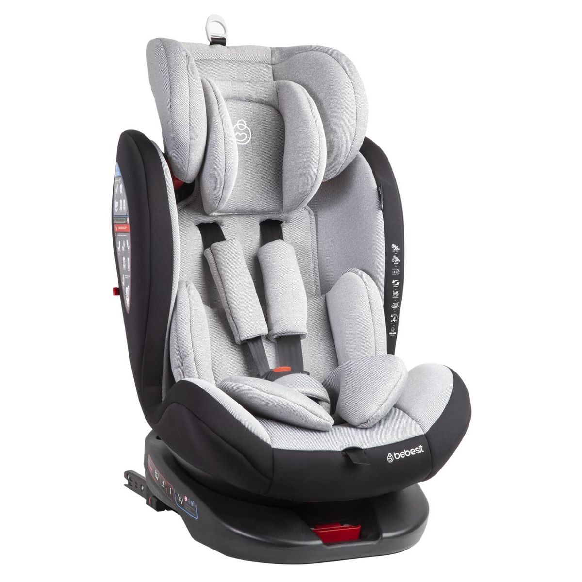 BEBESIT - Silla de Auto Saturn Convertible 360° Isofix Gris Claro Bebesit