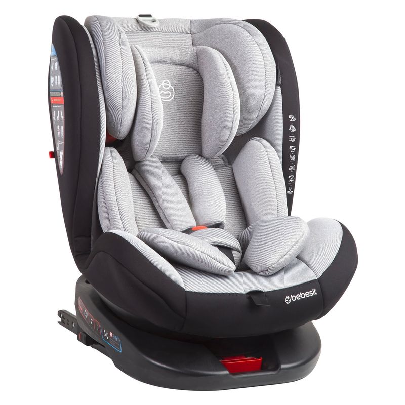 BEBESIT - Silla de Auto Saturn Convertible 360° Isofix Gris Claro Bebesit