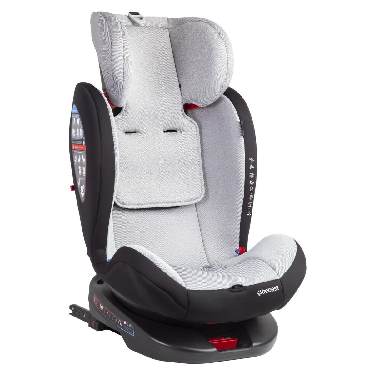 BEBESIT - Silla de Auto Saturn Convertible 360° Isofix Gris Claro Bebesit