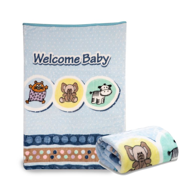 BEBESIT Frazada Tierno Animales Celeste