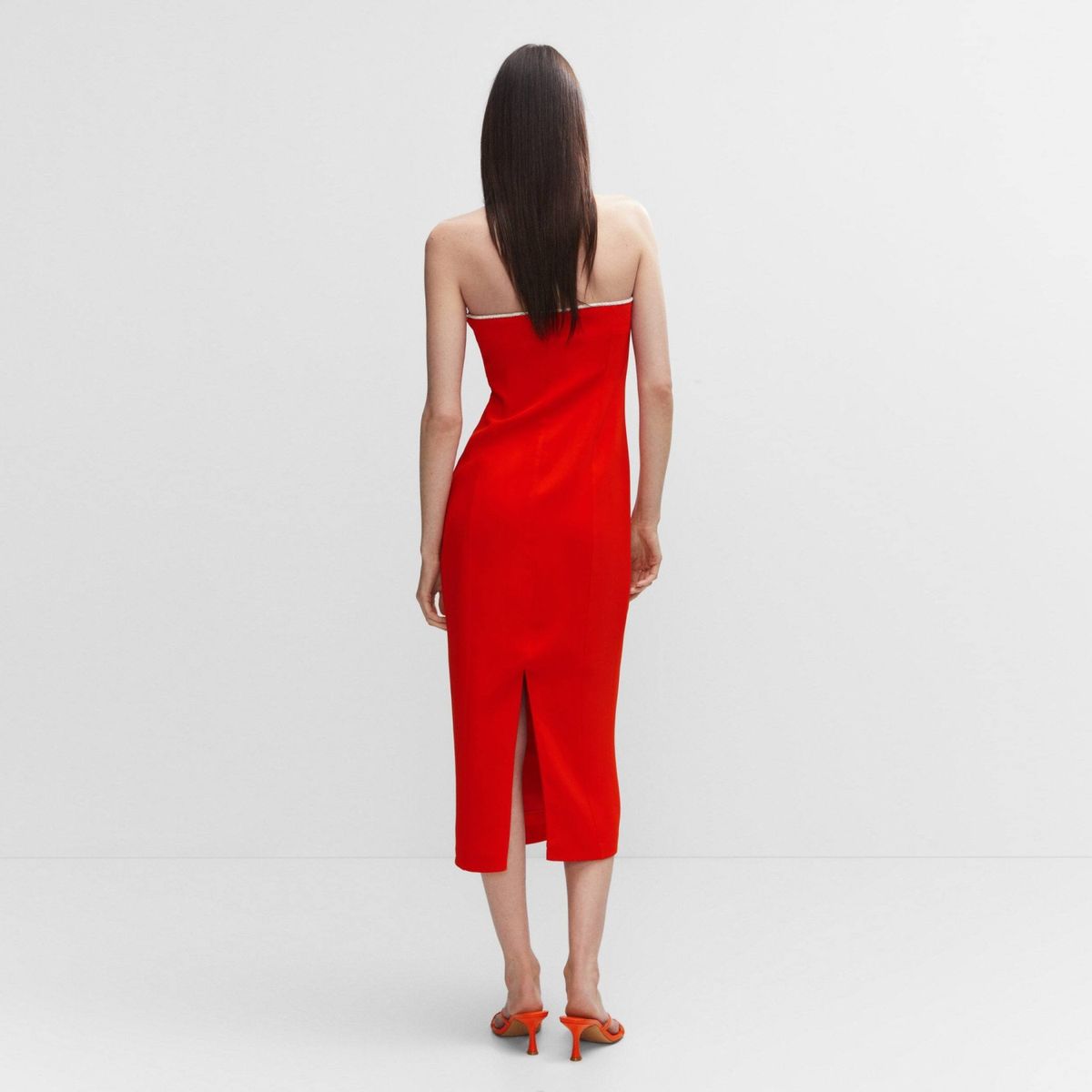 MANGO - Vestido Escote Detalle Metálico Mujer Mango