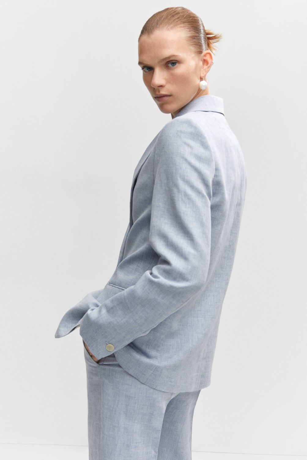 MANGO - Blazer Traje Lino Mujer Mango