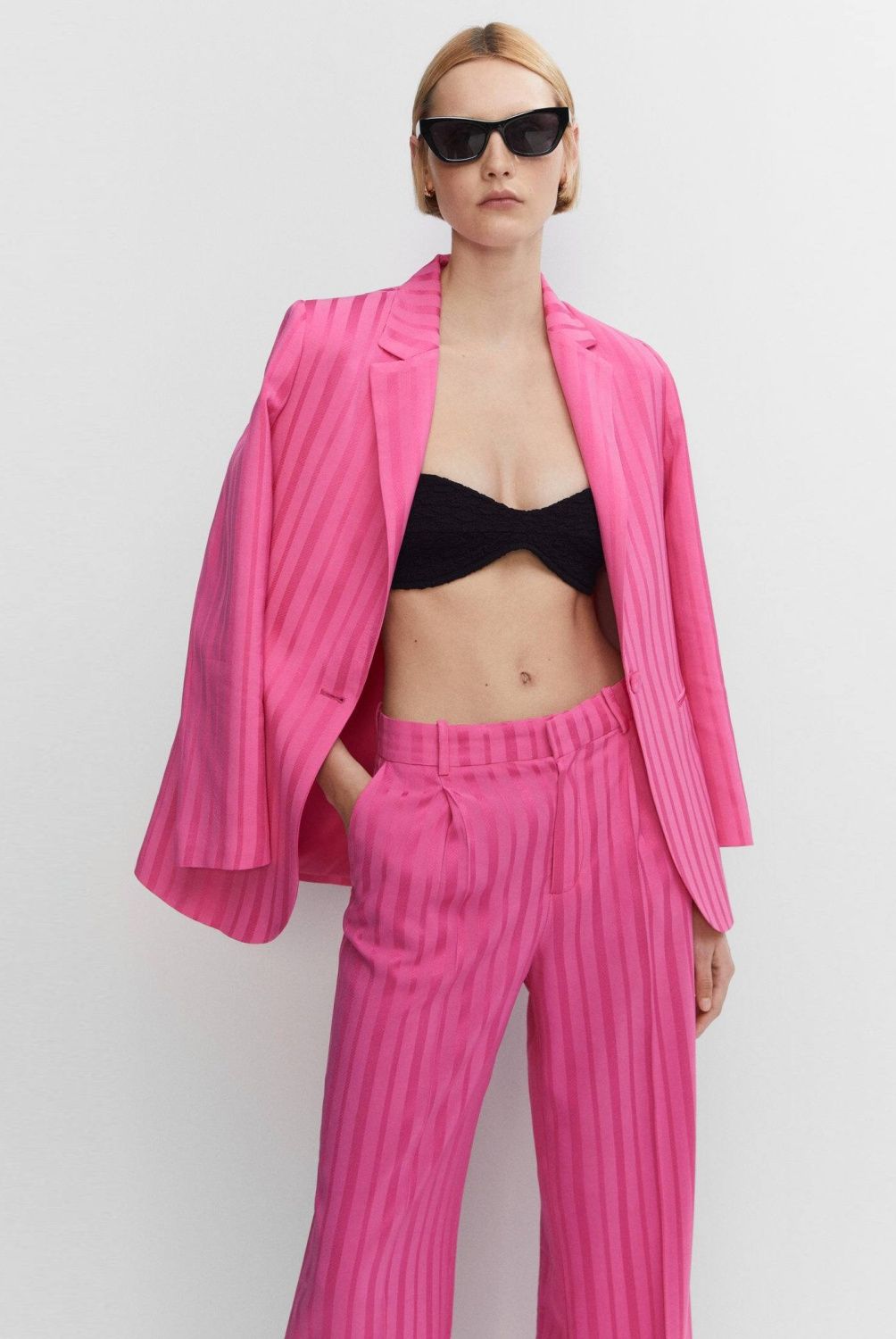 MANGO - Blazer Traje Rayas Mujer Mango