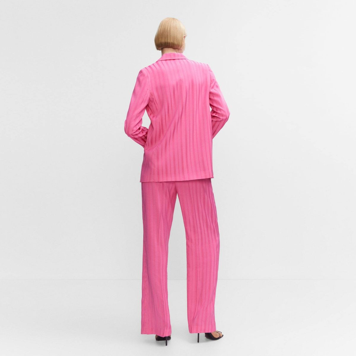 MANGO - Pantalón Detalle Rayas Satinadas Mujer Mango