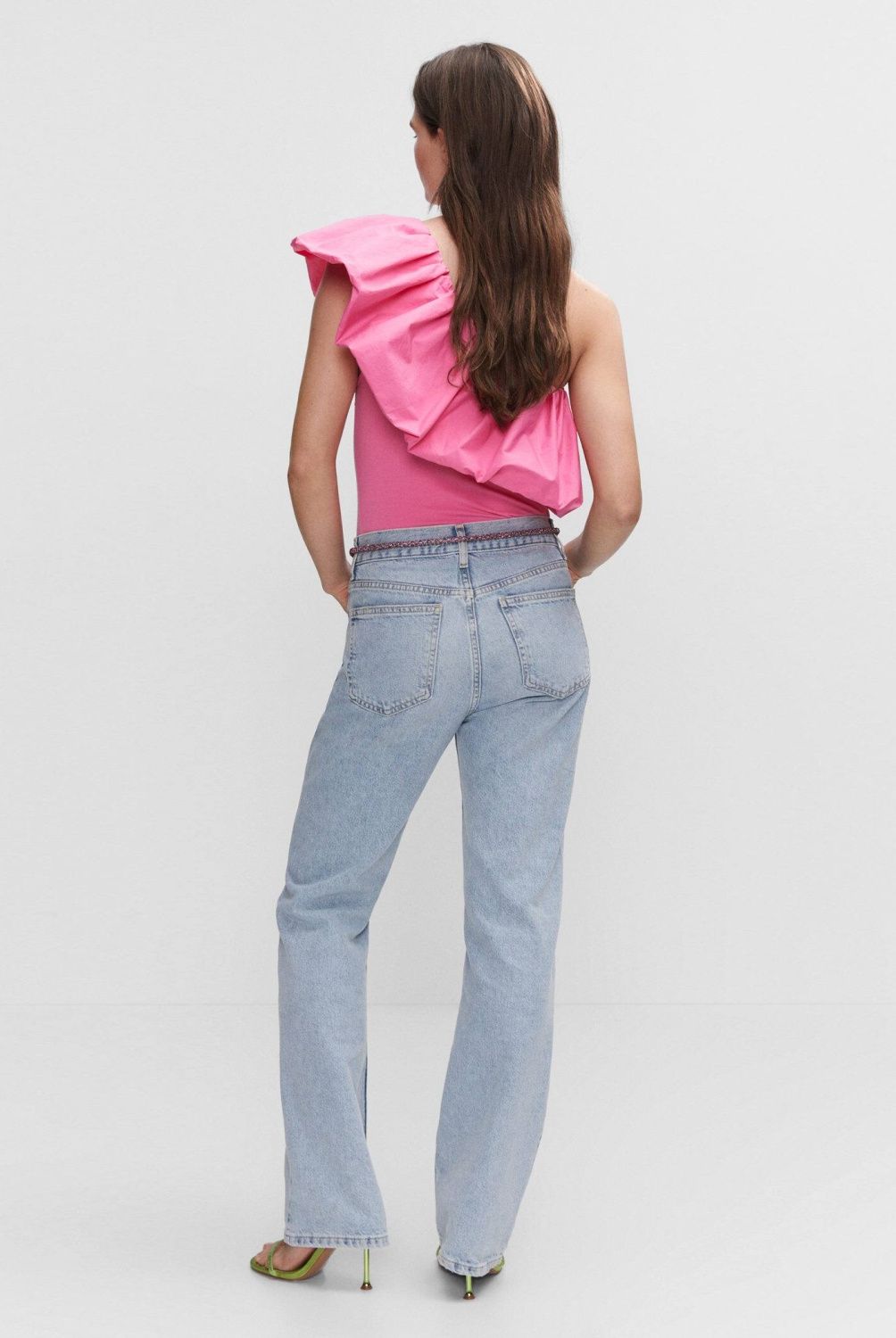 MANGO - Body Algodón Volante Mujer Mango