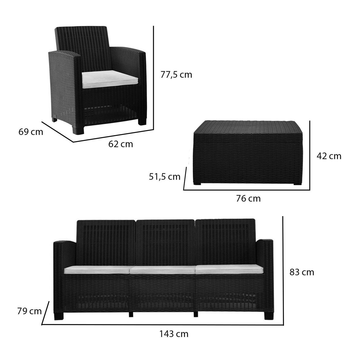 EL BARCO - Juego De Terraza Alamo 5 Personas El Barco
