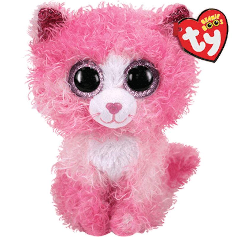 TY - Peluche Beanie Boos Reagan Gato Risado Rosado Mediano Ty