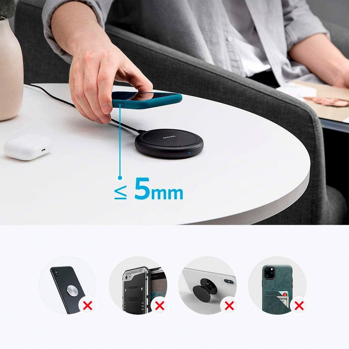 ANKER - Cargador Inalámbrico Powerwave Ii Pad Anker